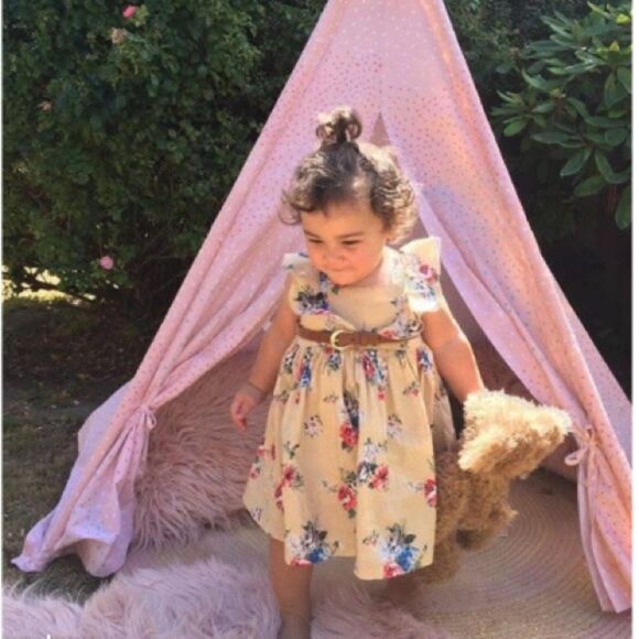 Lacey Lane Girls Size 4T Floral Flutter Sleeve Sundress for Casual Occasions - Picture 3 of 11